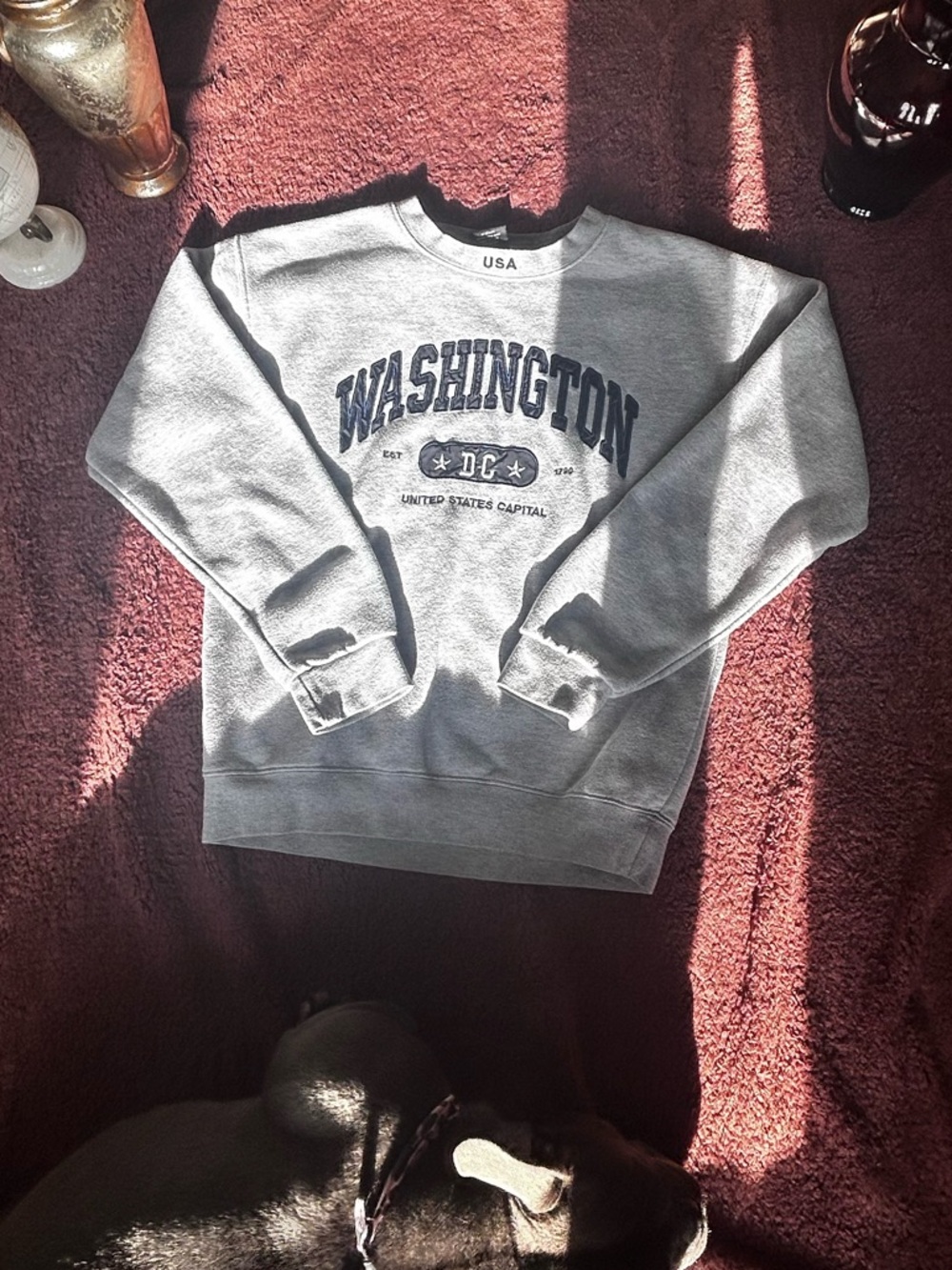 Vintage DC Gray Crewneck Sweatshirt with Flag Tag
